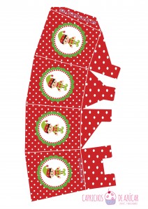 Caja para chuches roja navidad montaje logo
