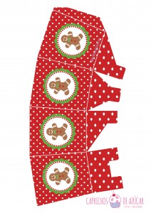 Caja para chuches rojo ginger montaje logo